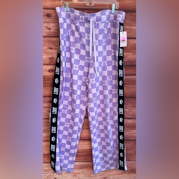 Juicy Couture Purple Checkered Track Pants - Picture 1 of 3